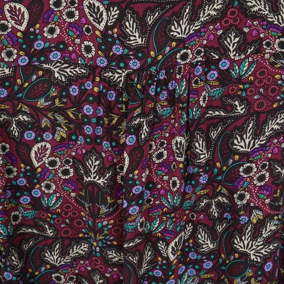 Maeve Janie Peasant Top Womens 2 Burgundy Boho Romantic Whimsical Artsy Flounce - Picture 16 of 16